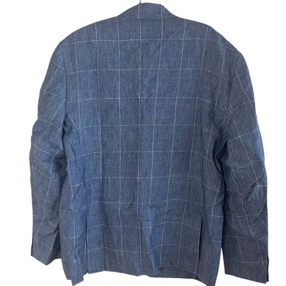Faherty Men’s Sz 42 Reserve Linen Windowpane Blazer in Blue Steel Plaid New NWT - Picture 9 of 10
